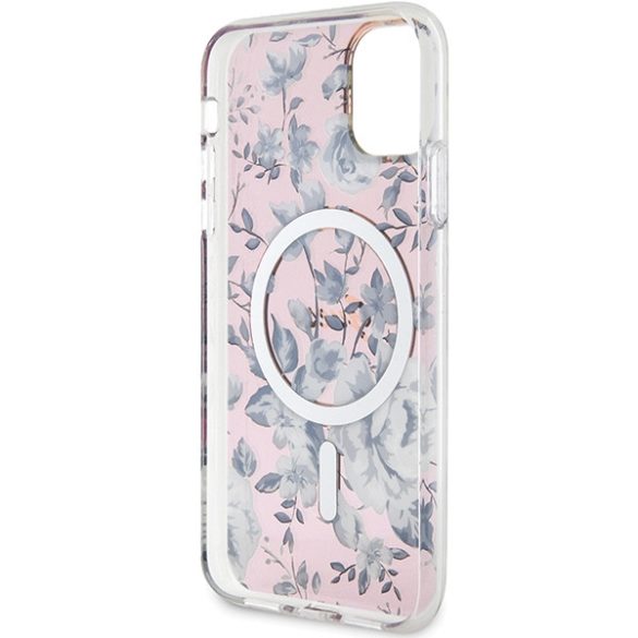 Guess GUHMN61HCFWSP iPhone 11 / Xr 6.1" rózsaszín keménytok Flower MagSafe