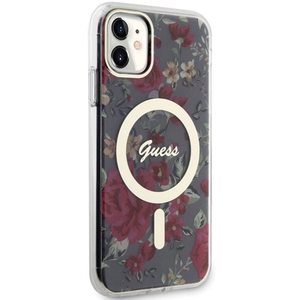 Guess GUHMN61HCFWWSA iPhone 11 / Xr 6.1" zöld/khaki keménytok Flower MagSafe