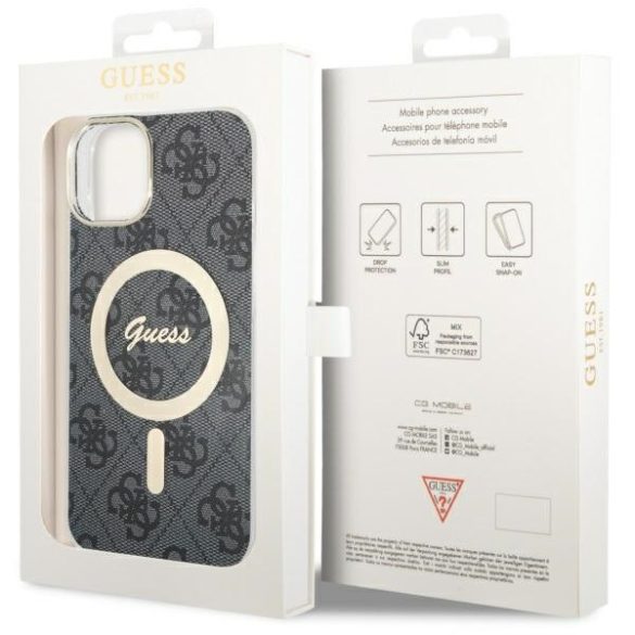 Guess GUHMP14SH4STK iPhone 14 / 15 / 13 6,1" fekete keménytok 4G MagSafe