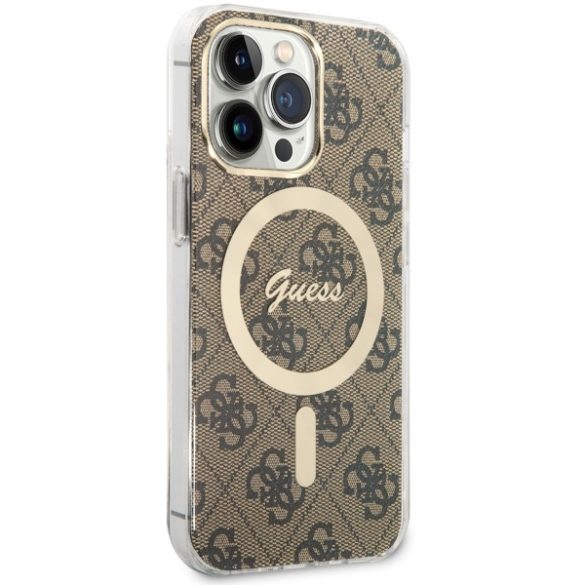 Guess GUHMP13LH4STW iPhone 13 Pro / 13 6.1" barna keménytok  4G MagSafe