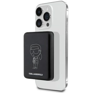 Karl Lagerfeld Powerbank indukciós KLPPBMKIOTTGK 5W 3000mAh fekete ikonikus MagSafe