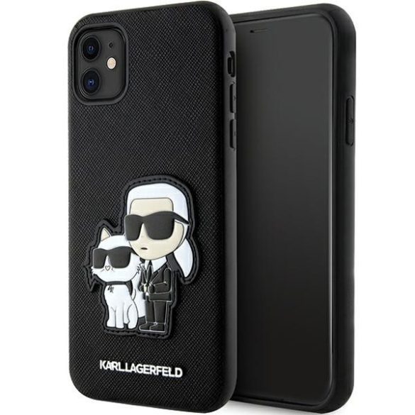 Karl Lagerfeld KLHCN61SANKCPK iPhone 11 / Xr 6.1" keménytok fekete Saffiano Karl & Choupette