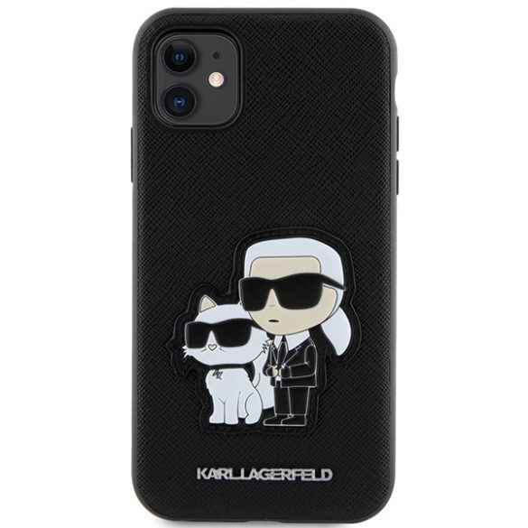 Karl Lagerfeld KLHCN61SANKCPK iPhone 11 / Xr 6.1" keménytok fekete Saffiano Karl & Choupette