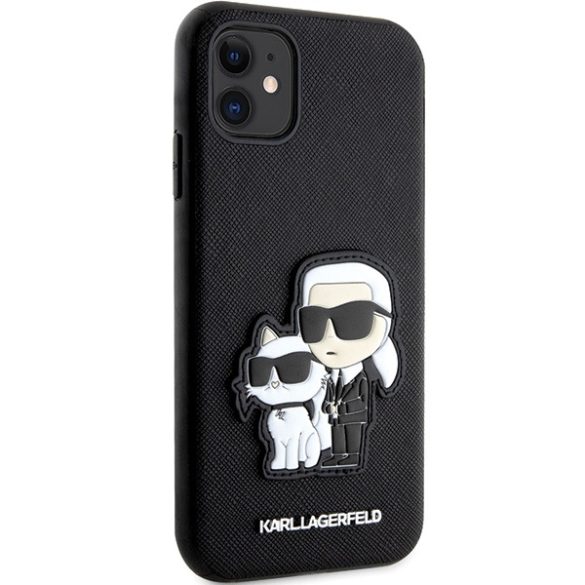 Karl Lagerfeld KLHCN61SANKCPK iPhone 11 / Xr 6.1" keménytok fekete Saffiano Karl & Choupette