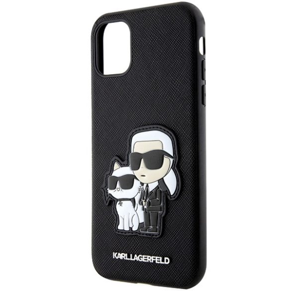 Karl Lagerfeld KLHCN61SANKCPK iPhone 11 / Xr 6.1" keménytok fekete Saffiano Karl & Choupette