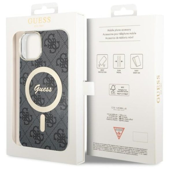 Guess GUHMP14MH4STK iPhone 14 Plus / 15 Plus 6.7" fekete keménytok 4G MagSafe