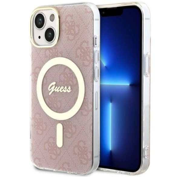 Guess GUHMP14SH4STP iPhone 14 / 15 / 13 6.1" rózsaszín keménytok 4G MagSafe