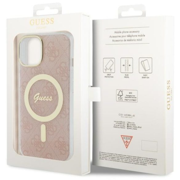 Guess GUHMP14MH4STP iPhone 14 Plus / 15 Plus 6.7" rózsaszín keménytok 4G MagSafe