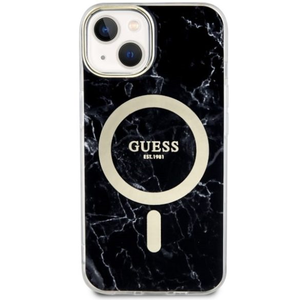 Guess GUHMP14SPCUMAK iPhone 14 / 15 / 13 6.1" fekete keménytok Márvány MagSafe márvány