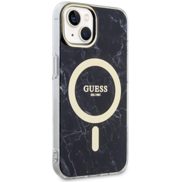 Guess GUHMP14SPCUMAK iPhone 14 / 15 / 13 6.1" fekete keménytok Márvány MagSafe márvány