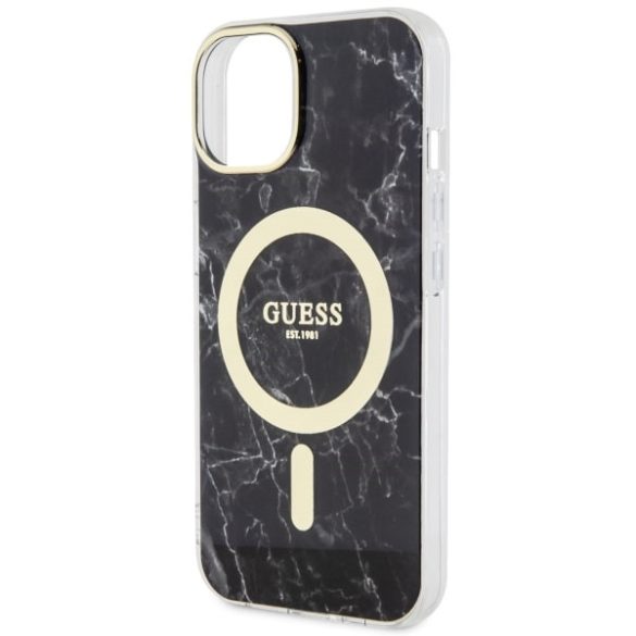 Guess GUHMP14SPCUMAK iPhone 14 / 15 / 13 6.1" fekete keménytok Márvány MagSafe márvány