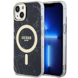 Guess GUHMP14MPCUMAK iPhone 14 Plus / 15 Plus 6.7" fekete keménytok Márvány MagSafe márvány tok