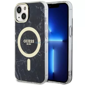 Guess GUHMP14MPCUMAK iPhone 14 Plus 6.7" fekete keménytok Márvány MagSafe márvány tok