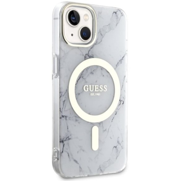 Guess GUHMP14SPCUMAH iPhone 14 / 15 / 13 6.1" fehér keménytok márvány MagSafe márvány