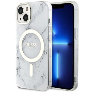 Guess GUHMP14MPCUMAH iPhone 14 Plus / 15 Plus 6.7" fehér keménytok Márvány MagSafe márvány tok