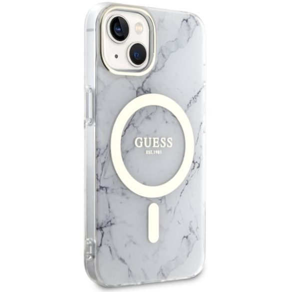 Guess GUHMP14MPCUMAH iPhone 14 Plus / 15 Plus 6.7" fehér keménytok Márvány MagSafe márvány tok