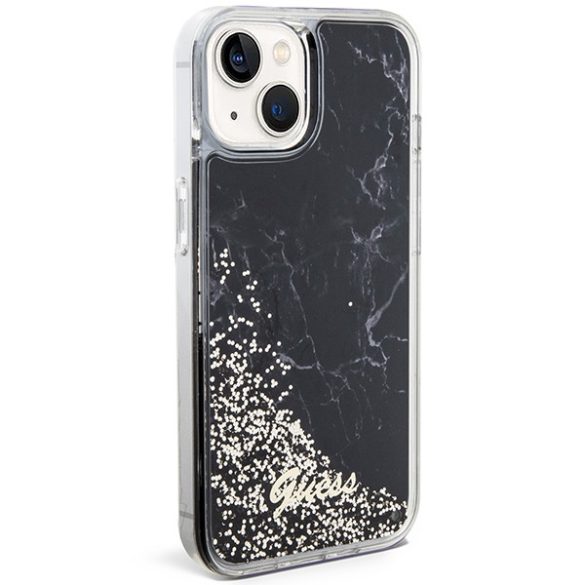 Guess GUHCP14SLCSGSGSGK iPhone 14 / 15 / 13 6.1" fekete keménytok Liquid Glitter Transculent