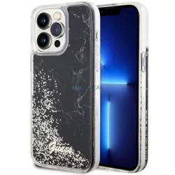   Guess GUHCP14XLCSGSGSGK iPhone 14 Pro Max 6.7" fekete keménytok  folyékony Glitter Marble