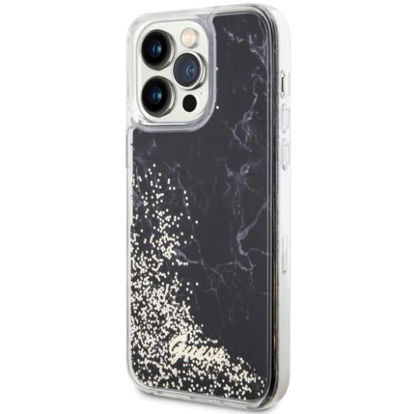 Guess GUHCP14XLCSGSGSGK iPhone 14 Pro Max 6.7" fekete keménytok  folyékony Glitter Marble