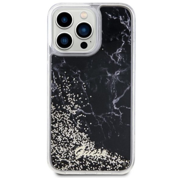 Guess GUHCP14XLCSGSGSGK iPhone 14 Pro Max 6.7" fekete keménytok  folyékony Glitter Marble