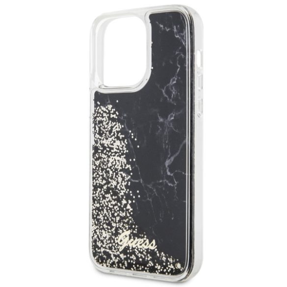 Guess GUHCP14XLCSGSGSGK iPhone 14 Pro Max 6.7" fekete keménytok  folyékony Glitter Marble