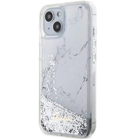 Guess GUHCP14SLCSGSGSGH iPhone 14 / 15 / 13 6.1" fehér keménytok Liquid Glitter Transculent