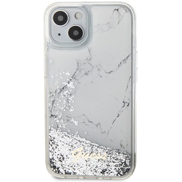 Guess GUHCP14SLCSGSGSGH iPhone 14 / 15 / 13 6.1" fehér keménytok Liquid Glitter Transculent