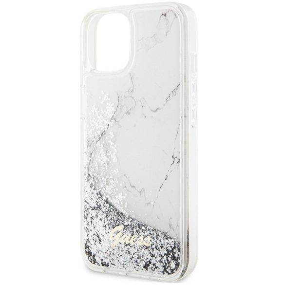 Guess GUHCP14SLCSGSGSGH iPhone 14 / 15 / 13 6.1" fehér keménytok Liquid Glitter Transculent