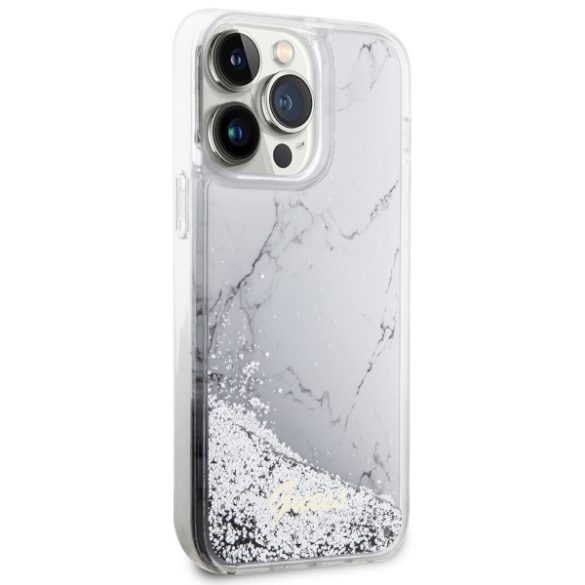 Guess GUHCP14XLCSGSGH iPhone 14 Pro Max 6.7" fehér keménytok folyékony csillogó márvány
