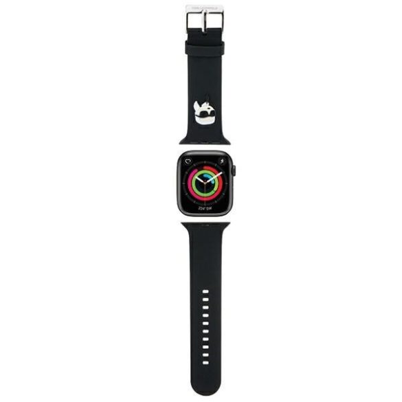 Karl Lagerfeld óraszíj KLAWLSLKNK Apple Watch 42/44/45/49mm fekete szíj 3D gumiból Karl Head