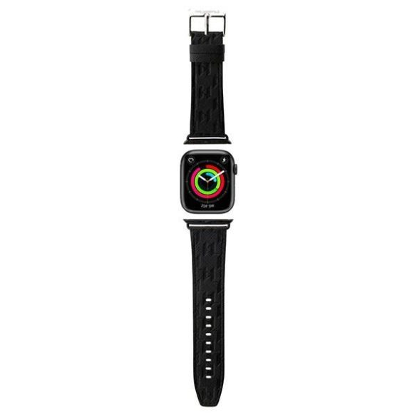 Karl Lagerfeld óraszíj KLAWMSAKLHPK Apple Watch 38/40/41mm fekete szíj Saffiano Monogram tok