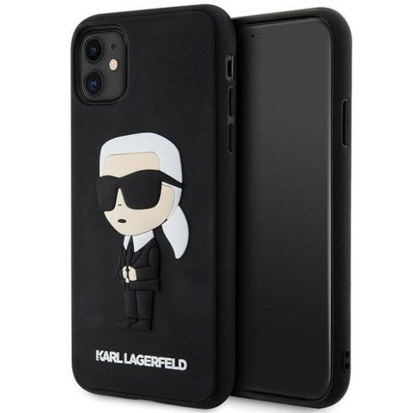 Karl Lagerfeld KLHCN613DRKINK iPhone 11 / Xr 6.1" fekete keménytok Gumiból ikonikus 3D