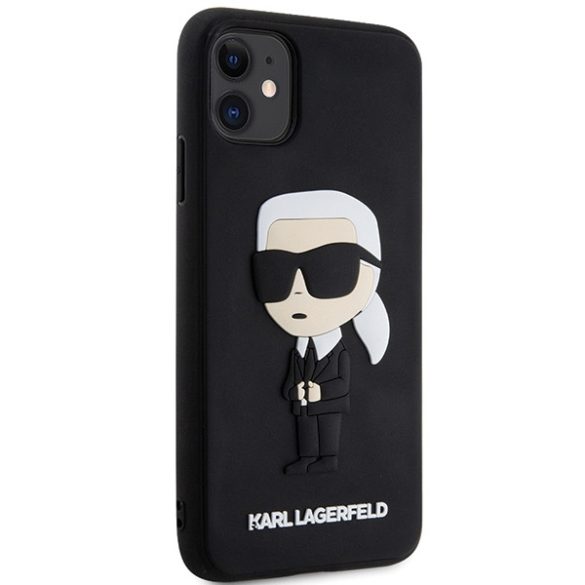 Karl Lagerfeld KLHCN613DRKINK iPhone 11 / Xr 6.1" fekete keménytok Gumiból ikonikus 3D