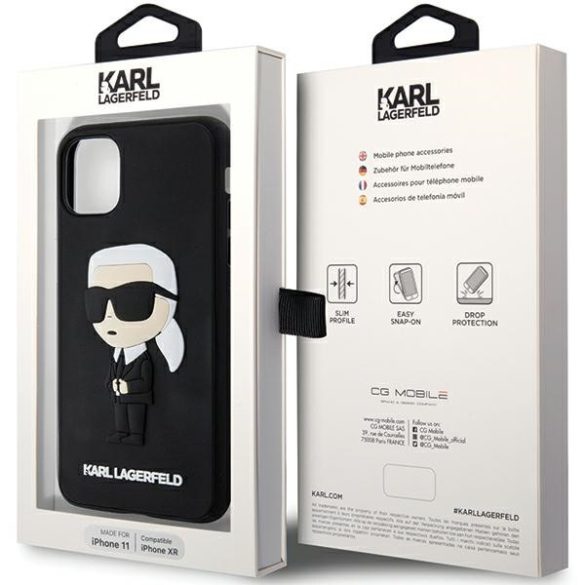 Karl Lagerfeld KLHCN613DRKINK iPhone 11 / Xr 6.1" fekete keménytok Gumiból ikonikus 3D