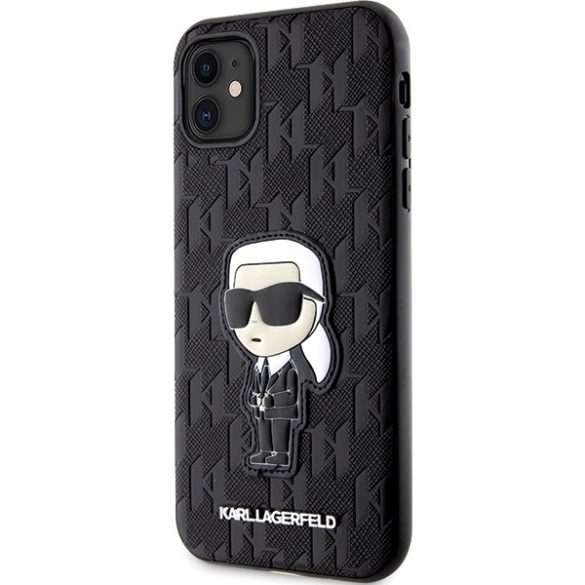 Karl Lagerfeld KLHCN61SAKHPKK iPhone 11 / Xr 6.1" fekete Saffiano monogram ikonikus tok