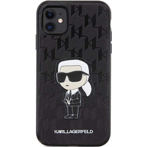 Karl Lagerfeld KLHCN61SAKHPKK iPhone 11 / Xr 6.1" fekete Saffiano monogram ikonikus tok