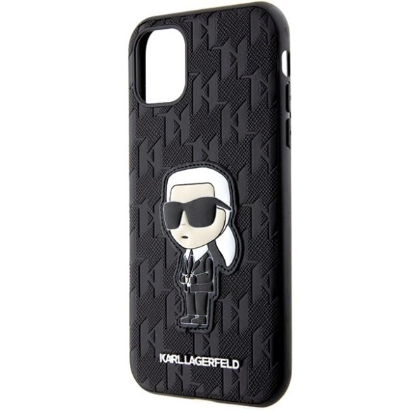 Karl Lagerfeld KLHCN61SAKHPKK iPhone 11 / Xr 6.1" fekete Saffiano monogram ikonikus tok