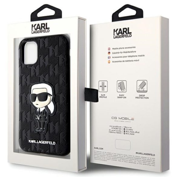 Karl Lagerfeld KLHCN61SAKHPKK iPhone 11 / Xr 6.1" fekete Saffiano monogram ikonikus tok