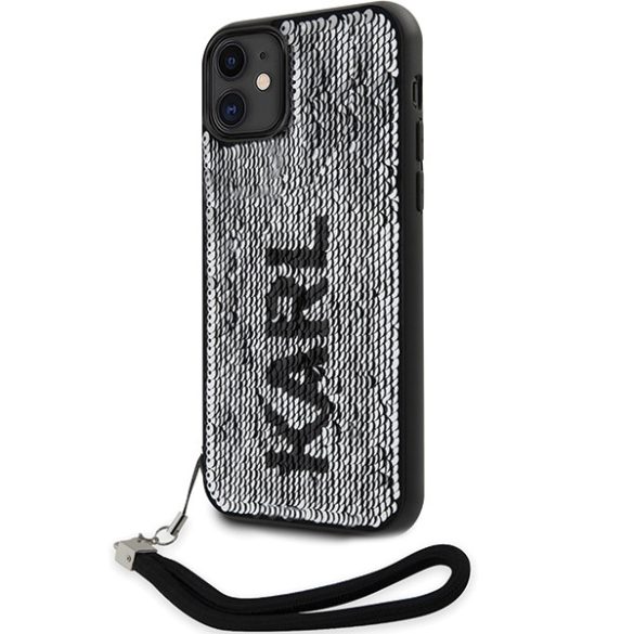 Karl Lagerfeld KLHCN61PSQRKS iPhone 11  6,1" ezüst keménytok szegecses zsinórral