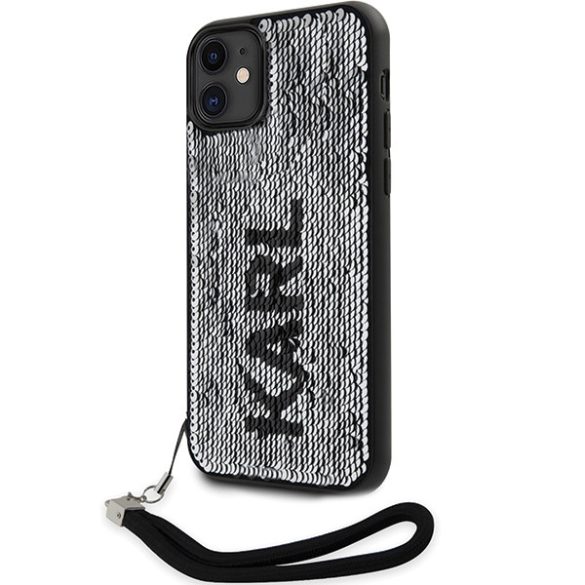 Karl Lagerfeld KLHCN61PSQRKS iPhone 11 / Xr 6,1" ezüst keménytok szegecses zsinórral