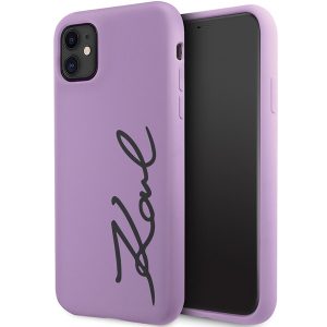 Karl Lagerfeld KLHCN61SKSVGU iPhone 11 / Xr 6.1" lila keménytok szilikon aláírással