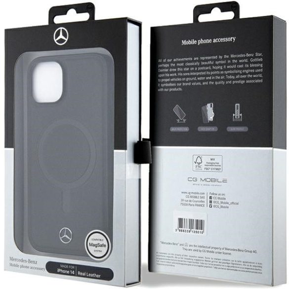 Mercedes MEHMP14Samsung Galaxy S23RCMK iPhone 14 / 15 / 13 6,1" fekete keménytok Smooth Leather MagSafe
