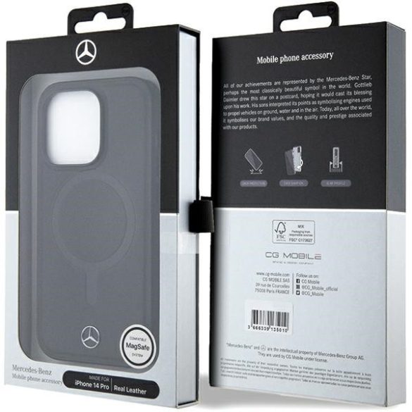 Mercedes MEHMP14L23RCMK iPhone 14 Pro 6.1" fekete keménytok Sima bőr MagSafe