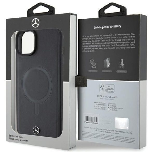 Mercedes MEHMP15M23RCMK iPhone 15 Plus / 14 Plus 6.7" fekete keménytok Smooth Leather MagSafe