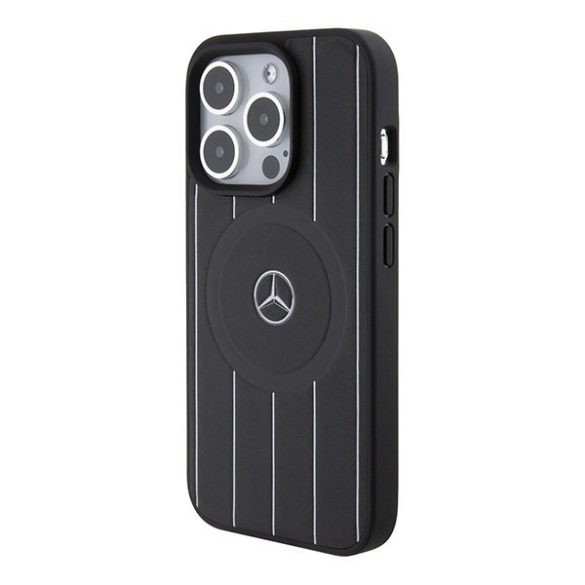 Mercedes MEHMP15X23RHSK iPhone 15 Pro Max 6.7" csíkos/fekete keménytok Csíkos mintás bőr MagSafe