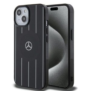 Mercedes MEHMP15S23HRSK  iPhone 15 6.1" fekete keménytok Double Layer Crossed Lines MagSafe