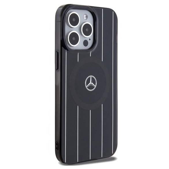 Mercedes MEHMP15L23HRSK iPhone 15 Pro 6.1" fekete keménytok Dupla rétegű, keresztezett vonalak MagSafe