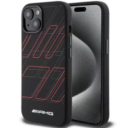   AMG AMHMP15S23SSPK iPhone 15 6.1" fekete keménytok szilikon nagyméretű rombuszmintával MagSafe