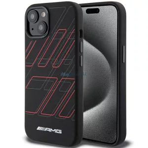 AMG AMHMP15M23SSPK iPhone 15 Plus 6.7" fekete keménytok szilikon nagyméretű rombuszmintával MagSafe