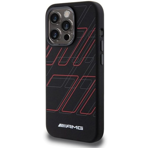 AMG AMHMP15L23SSPK iPhone 15 Pro 6.1" fekete keménytok szilikon nagyméretű rombuszok MagSafe mintával